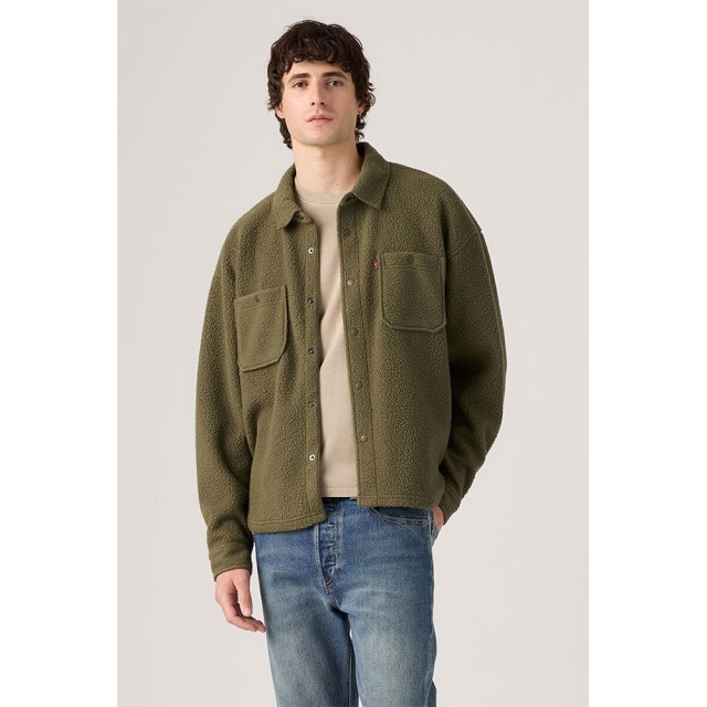 Levis Sherpa Soft Worker Greens Ανδρικό Overshirt Fleece Πράσινο