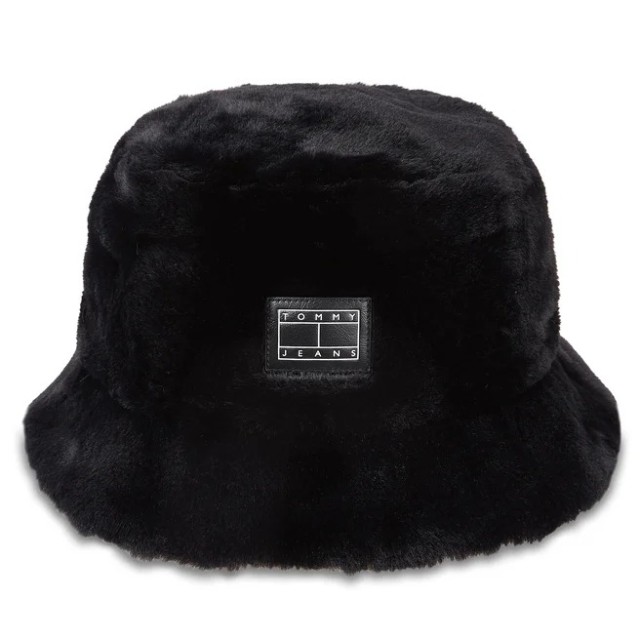 Tommy Hilfiger Tjw Fuzzy Rev. Bucket Hat Γυναικείο Καπέλο Μαύρο