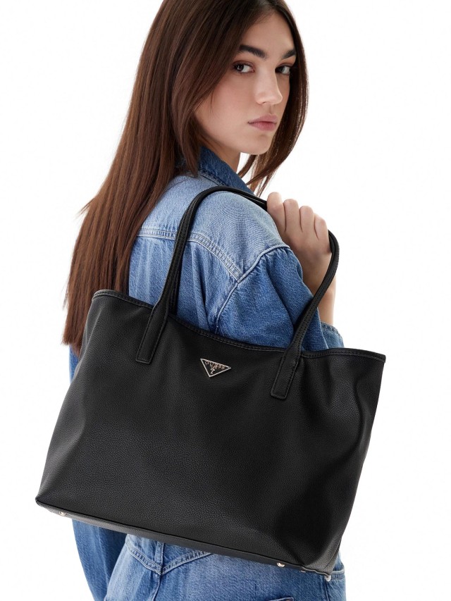 Guess Victtoria 2 In 1 Tote Γυναικεία Τσάντα Μαύρη