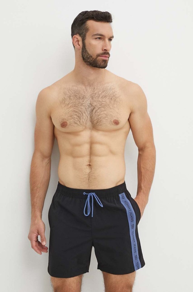 Tommy Hilfiger Sf Medium Drawstring Side Tape Ανδρικό Μαγιό Μαύρο