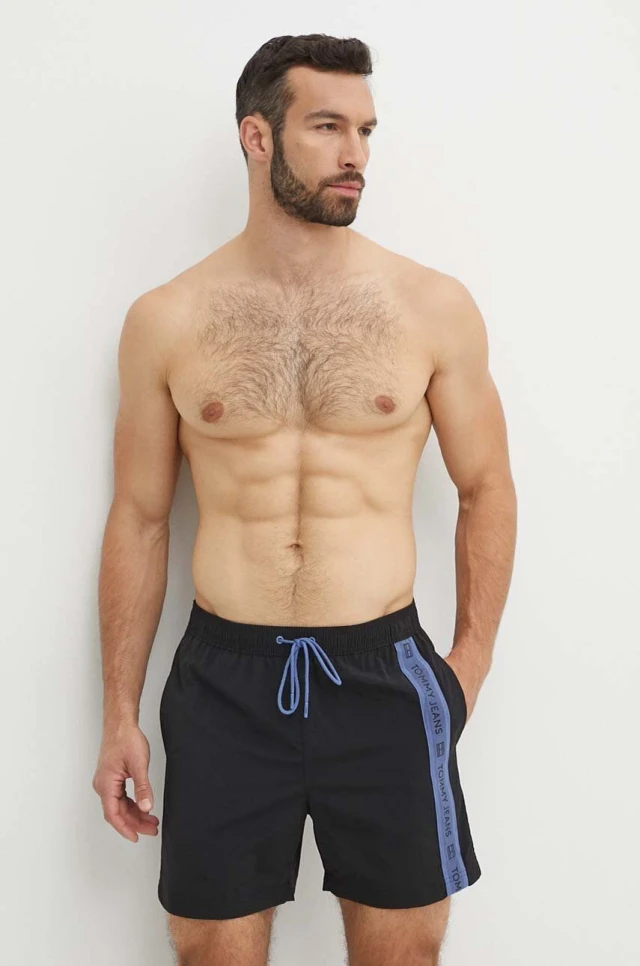 Tommy Hilfiger Sf Medium Drawstring Side Tape Ανδρικό Μαγιό Μαύρο