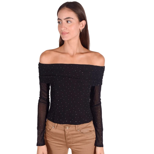 Guess Ls Alice Top Γυναικεια Μπλουζα Μαυρο