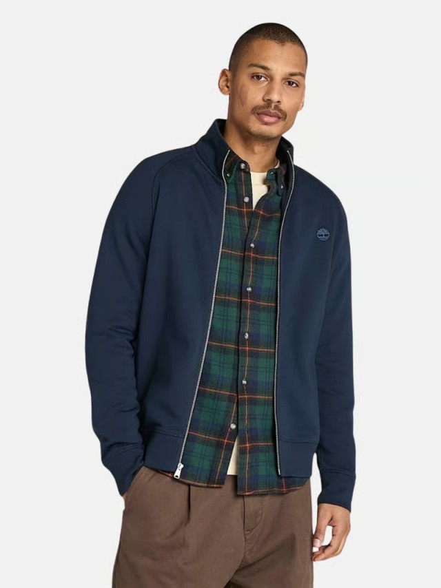 Timberland Exeter River Brushed Back Full Zip Funnel Neck Dark Sapphire Ανδρική Φούτερ Ζακέτα Μπλε