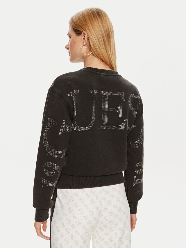 Guess Cn Big Guess Sweatshirt Γυναικείο Φούτερ Μαύρο