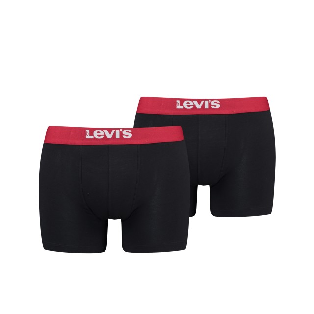 Levis Men Solid Basic Boxer Brief Organic Co 2p Ανδρικα Εσώρουχα Μαύρο - Κόκκινο