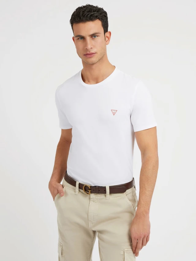 Guess Cn Ss Tee Cn Ανδρική Μπλουζα Λευκή