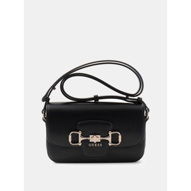 Guess Janie Convertible Xbody Flap Γυναικεία Τσάντα Μαύρη