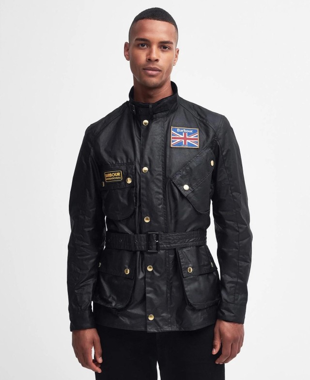 Barbour B.Intl Union Jack International Wax Ανδρικό Μπουφάν Μαύρο