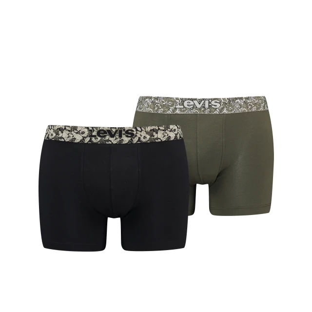 Levis Men Flower Wb Boxer Brief Org Co 2p Ανδρικά Εσώρουχα Χακί - Μαύρο