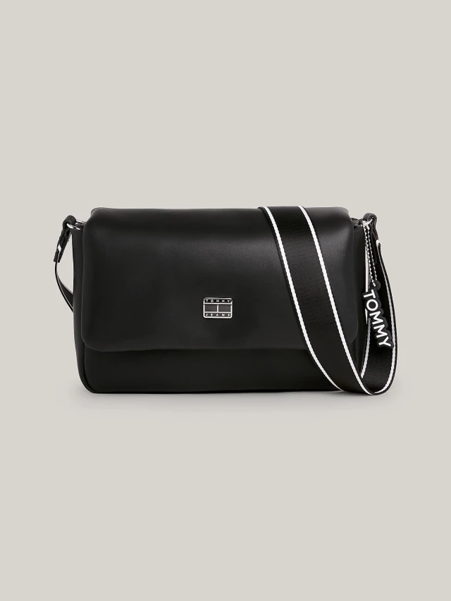 Tommy Hilfiger Tjw City Girl Flap Crossover Γυναικεία Τσάντα Μαύρη