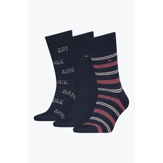 Tommy Hilfiger Th Men Sock 3p Giftbox Tommy Stripe Ανδρικές Κάλτσες Μπλε