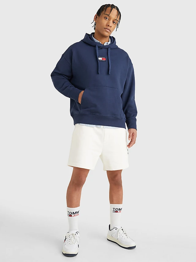 Tommy Hilfiger Tjm Tommy Badge Hoodie Ανδρικο Φουτερ Μπλε