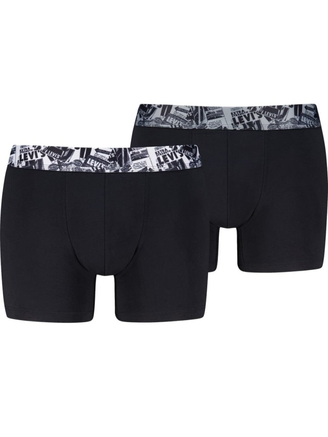 LEVIS MEN NEWSPAPER WB BOXER BRIEF 2P Ανδρικα Εσωρουχα Μαυρο-Γκρι