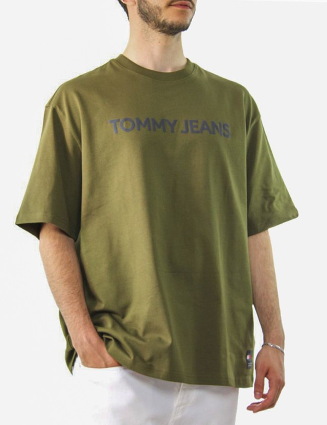 Tommy Hilfiger Tjm Ovz Bold Classics Tee Ext Ανδρική Μπλούζα Λαδί