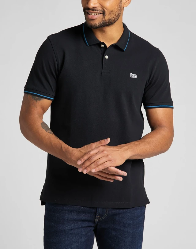 Lee Ανδρικη Μπλουζα Polo Μαυρη