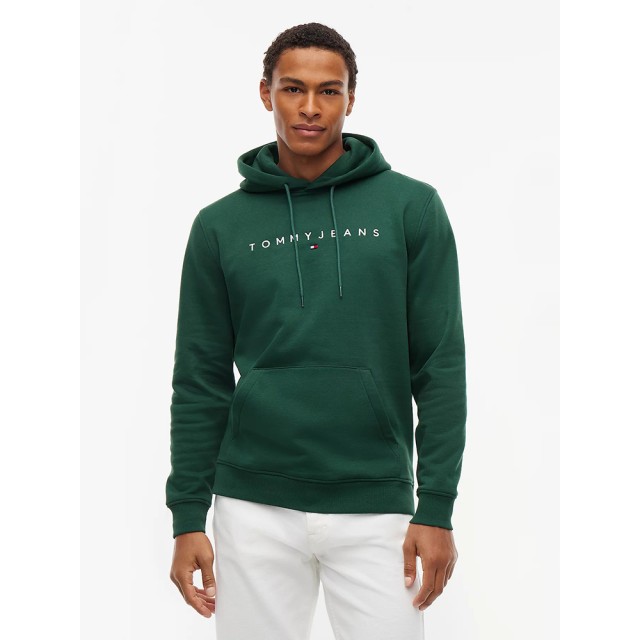 Tommy Hilfiger Tjm Reg Linear Logo Hoodie Ext Ανδρικό Φούτερ Πράσινο