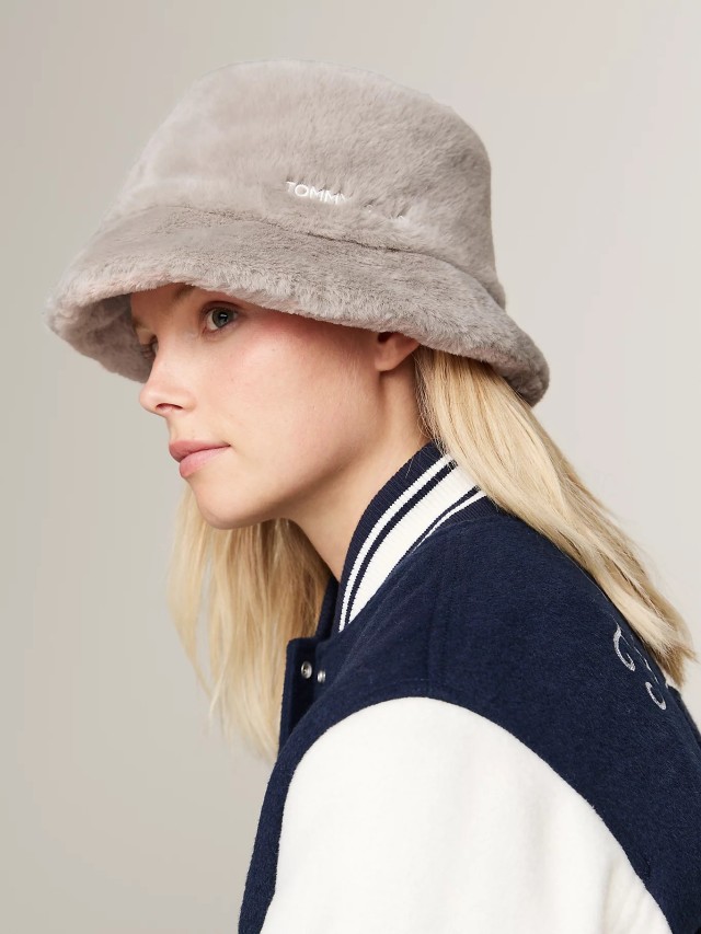 Tommy Hilfiger Tjw Linear Fur Bucket Hat  Γυναικείο Καπέλο Γκρι