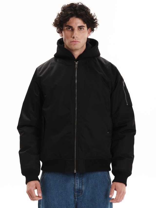 Emerson Mens Flight Jacket w/ Detachable Hood Ανδρικό Μπουφάν Μαύρο