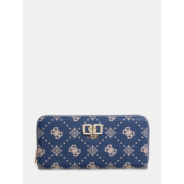 Guess Emelie Logo Slg Lrg Zip Around Γυναικείο Πορτοφόλι Μπλε