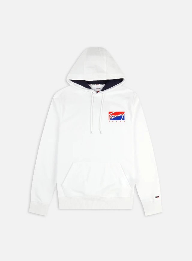 Tommy Hilfiger Tjm Essential Back Print Hoodie Ανδρικο Φουτερ Λευκο