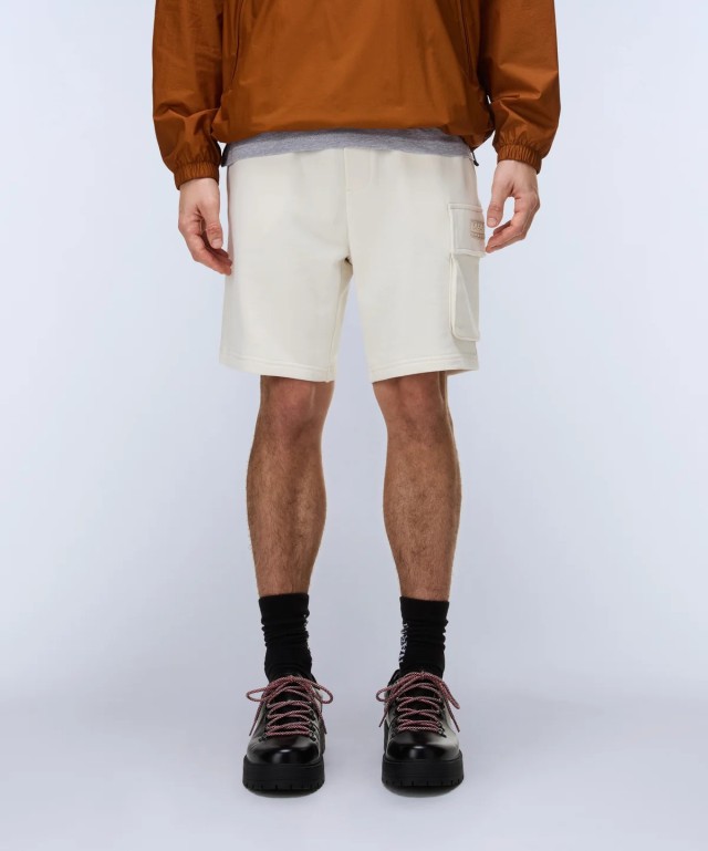 Napapijri N-Box Logo Cargo Black Beauty Ανδρική Φούτερ Βερμούδα Cargo Λευκή