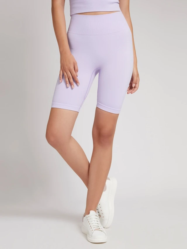 Guess Alma Seamless Biker Γυναικειο Ποδηλατικο Κολαν Λιλα