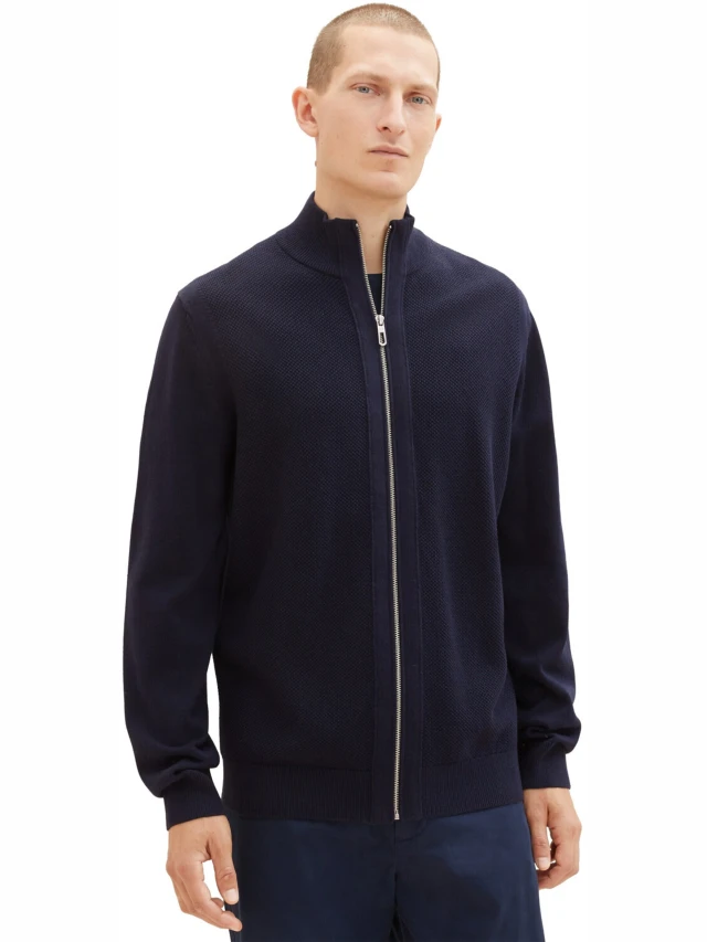 Tom Tailor Structured Knit Jacket Ανδρικό Πλεκτή Ζακέτα Μπλε