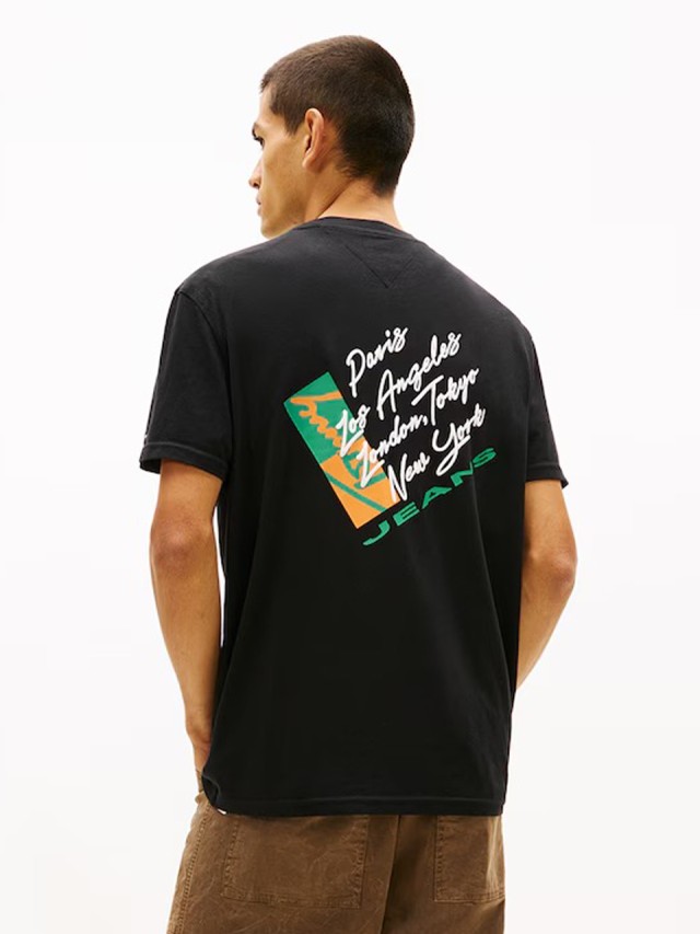 Tommy Hilfiger Tjm Reg Sign Shift Ss Tee Ext Ανδρική Μπλούζα Μαύρη