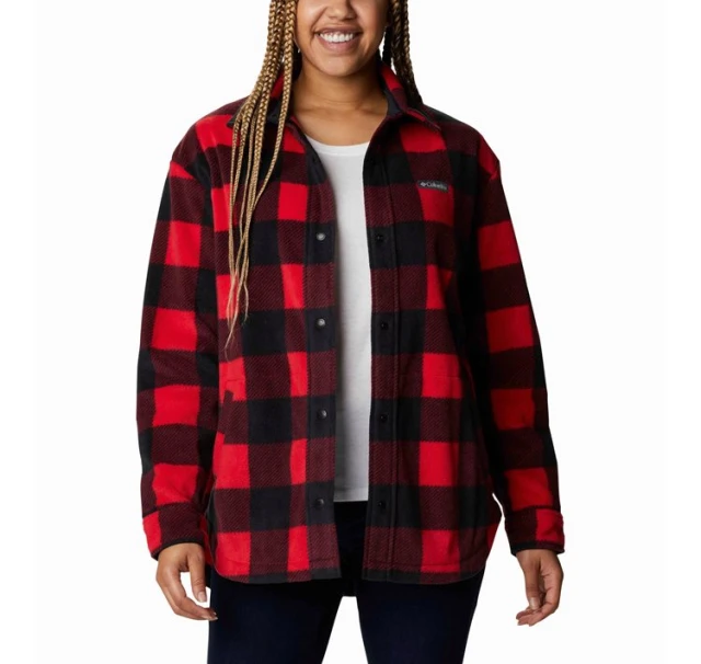 Columbia Benton Springs Shirt Jacket Γυναικειo Πουκάμισο Fleece Κόκκινο