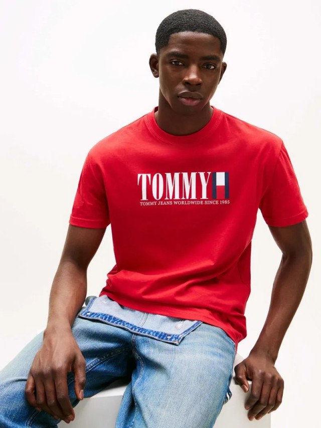 Tommy Hilfiger Tjm Reg Tommy Dna Flag Tee Ext Ανδρική Μπλούζα Κόκκινη