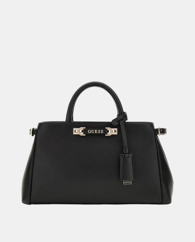 Guess Lefia Luxury Satchel Γυναικεία Τσάντα Μαύρη