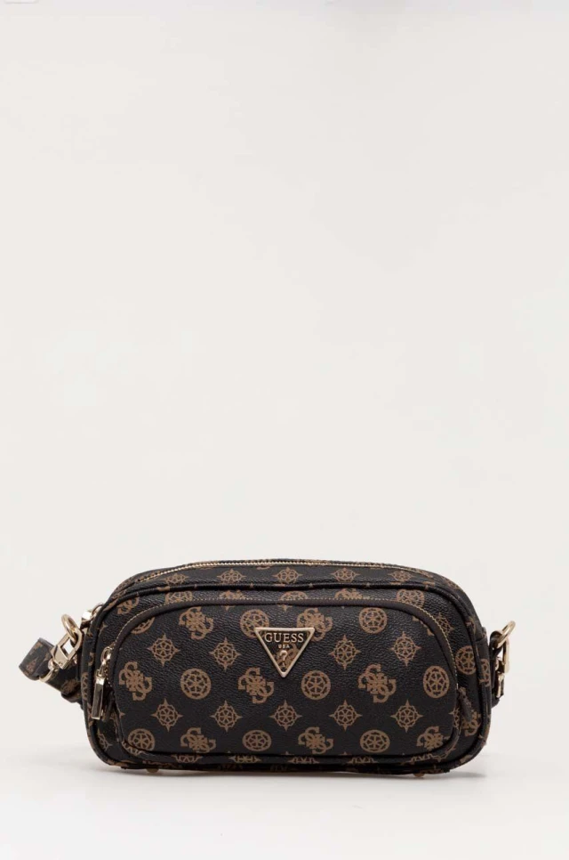 Guess Power Play Camera Crossbody Γυναικεία Τσάντα Καφέ