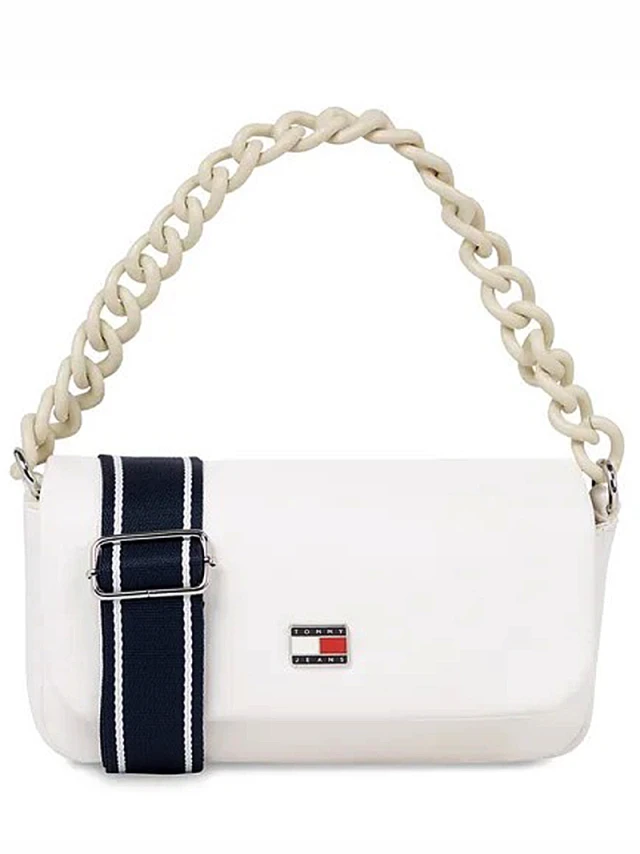 Tommy Hilfiger Tjw City-Wide Flap Crossover Γυναικεία Τσάντα Λευκή