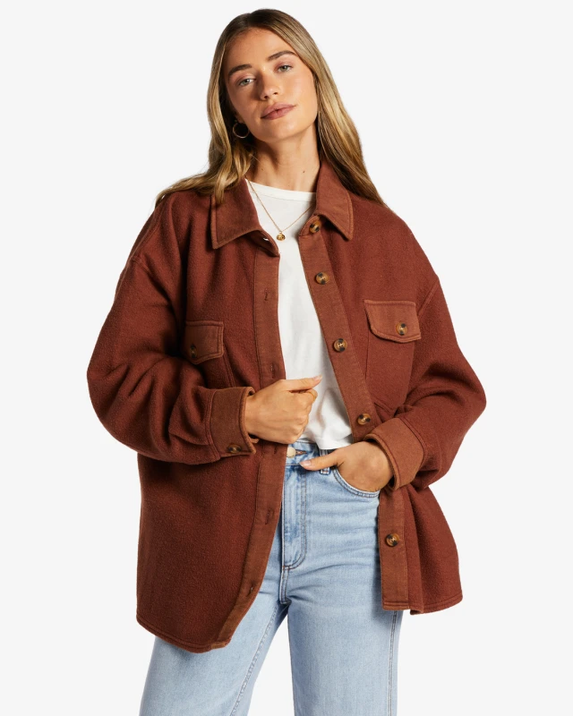 Billabong Any Time Shacket Γυναικείο Πουκάμισο Oversized Καφέ
