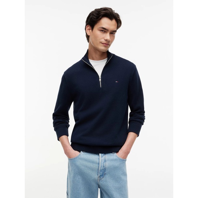 Tommy Hilfiger Tjm Slm Ess Light 1/4 Zip Swtr Ext Ανδρικό Πλεκτό Μπλε