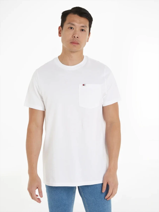 Tommy Hilfiger Tjm Slim Pique Tee Ανδρική Μπλούζα Λευκή