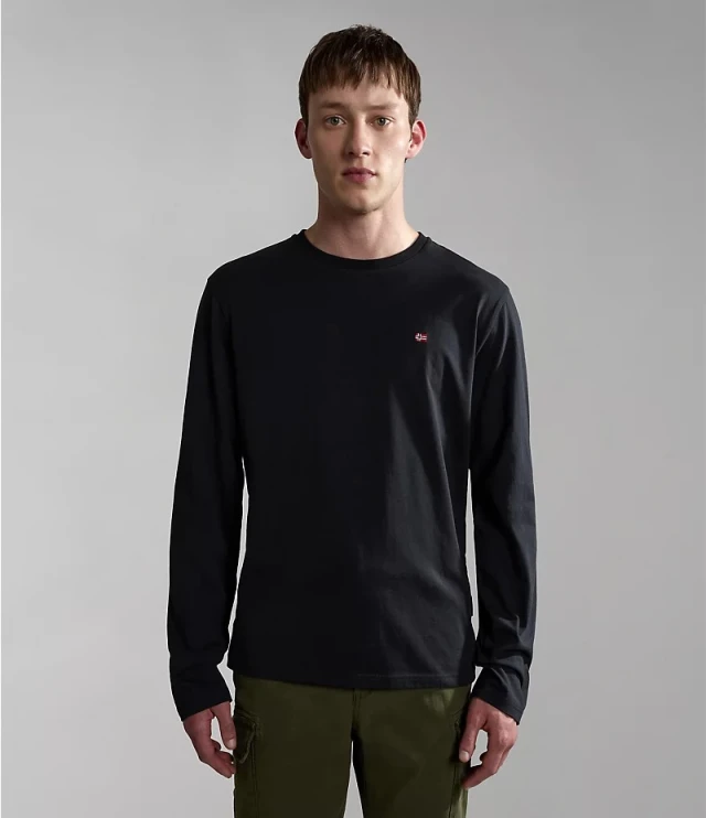Napapijri Salis Ls 1 Black Ανδρική Μπλούζα Μαύρη