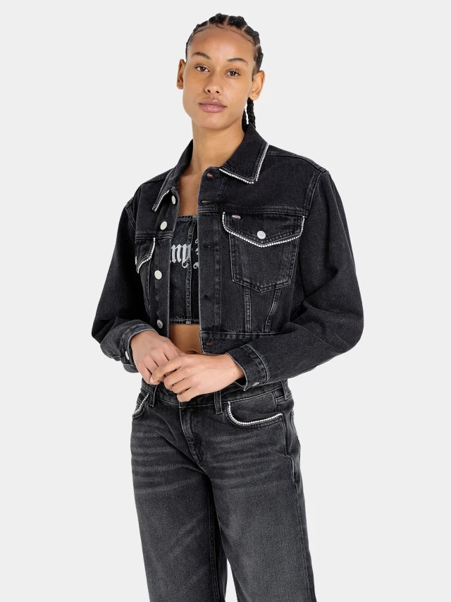 Tommy Hilfiger Claire Crp Jacket Dg7084 Γυναικείο Μπουφάν Τζιν Μαύρο