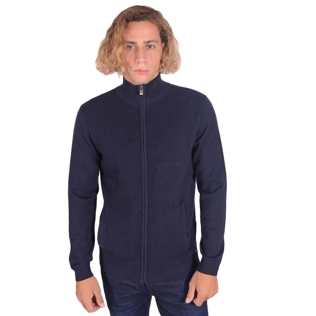 Tom Tailor 2Nd 107 Cosy Zip Jacke Ανδρικο Ζακετα Πλεκτο Μπλε