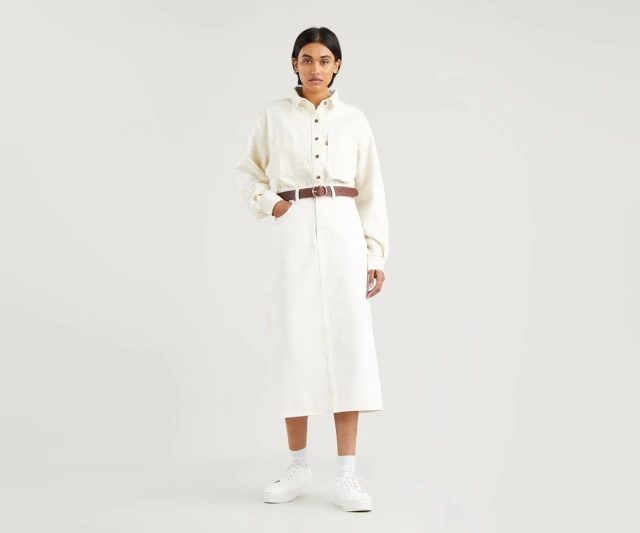 Levis 70S Midi Skirt Hello Its Me Γυναικεια Φουστα Τζιν Εκρου