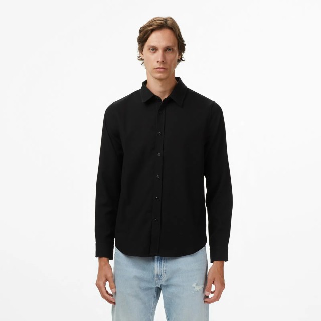 Guess Griffin Luxe Twill Ls Shirt Ανδρικό Πουκάμισο Μαύρο
