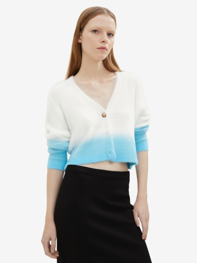 Tom Tailor Feather Yarn Cardigan  Γυναικειο Πλεκτο Λευκο Σιελ