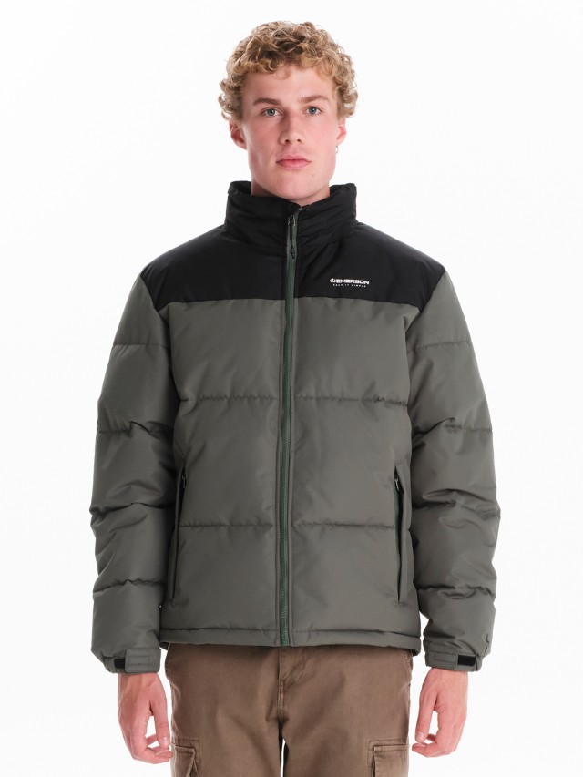 Emerson Mens Hooded Puffer Jacket Ανδρικό Μπουφάν Μαύρο Λαδί