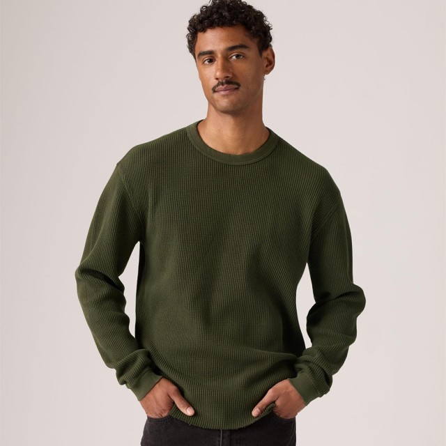 Levis Rt Ls Rlx Thermal Tee Greens Ανδρική Μπλούζα Βαφλα Πράσινη