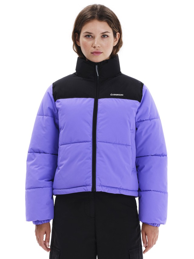 Emerson Womens Puffer Jacket Γυναικείο Μπουφάν Μωβ Μαύρο