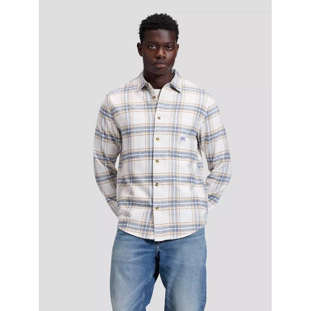 Lee Workwear Shirt 2.0 Ecru Ανδρικό Πουκάμισο Εκρού Καρω