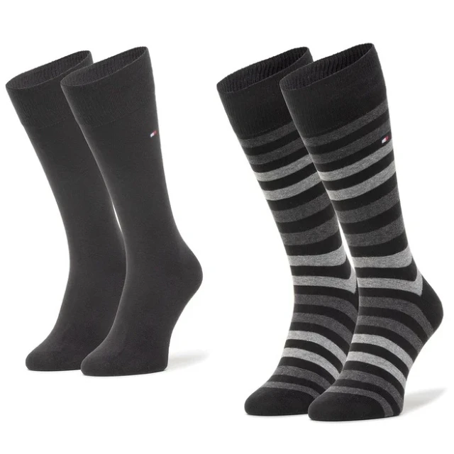 Tommy Hilfiger Th Men Duo Stripe Sock 2P Ανδρικεσ Καλτσεσ Μαυρεσ