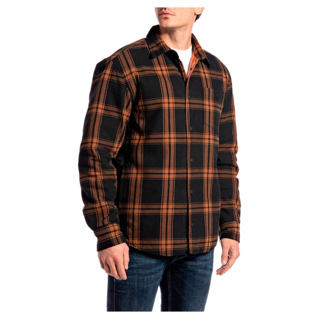 Replay Ανδρικο Πουκαμισο Μαυρο-Καφε