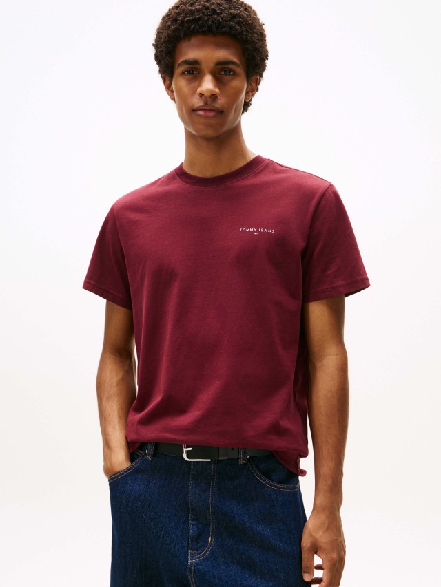 Tommy Hilfiger Tjm Slim Linear Chest Tee Ext Ανδρική Μπλούζα Μπορντό