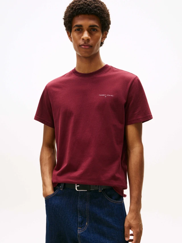 Tommy Hilfiger Tjm Slim Linear Chest Tee Ext Ανδρική Μπλούζα Μπορντό